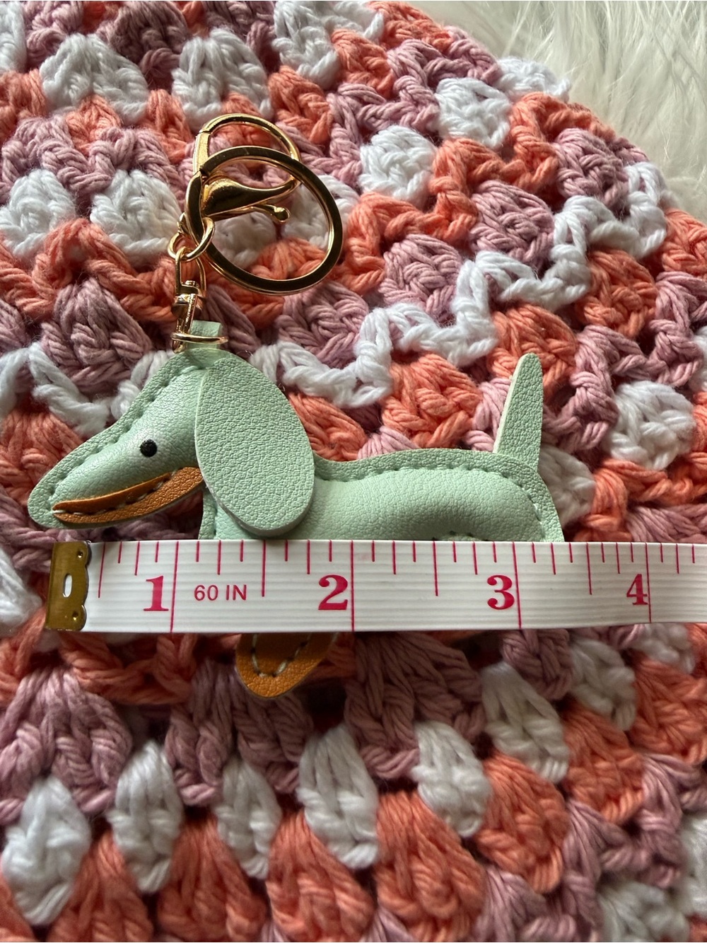 Mint Green Dachshund Dog Keychain - Fashion Pet Accessory - Picture 2 of 3